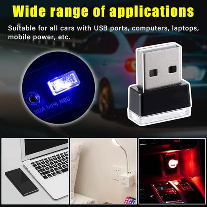 4 PCS USB LED Car Interior Atmosphere Lamp (Red & Blue)
