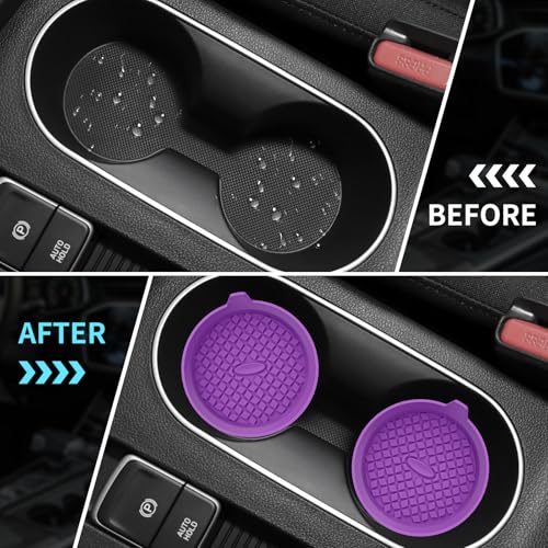 Car Cup Holder Coasters [4 Pack] Silicone Cups Mats (4pack-deep Purple)