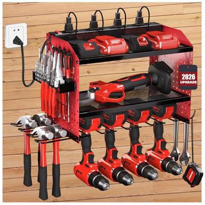 Power Tool Organizer with Charging Station (Red / 16'')