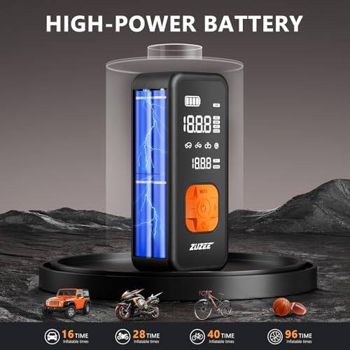 Tire Inflator Portable Air Compressor with Digital Gauge 150 PSI (Black & Orange)