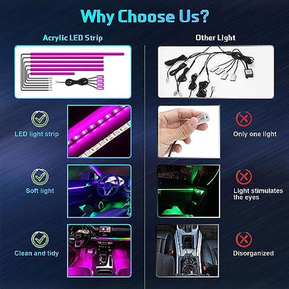Acrylic Interior Car Lights (RGB 10 lights)