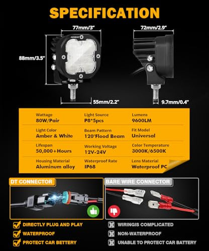 LED Pod Light XP (XP-Ultra 3 Inch Amber/White Flood Beam)