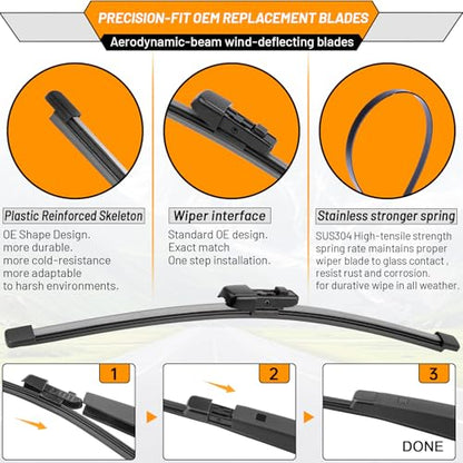 Windshield Wiper Blade Replacement for Volkswagen Tiguan 2018 (25"+22"+14")