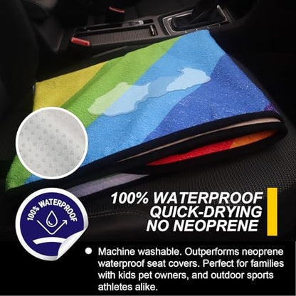 Back Seat Cover for Car Trucks Van SUV Jeep (Rear Bench Seat Towel / Rainbow)