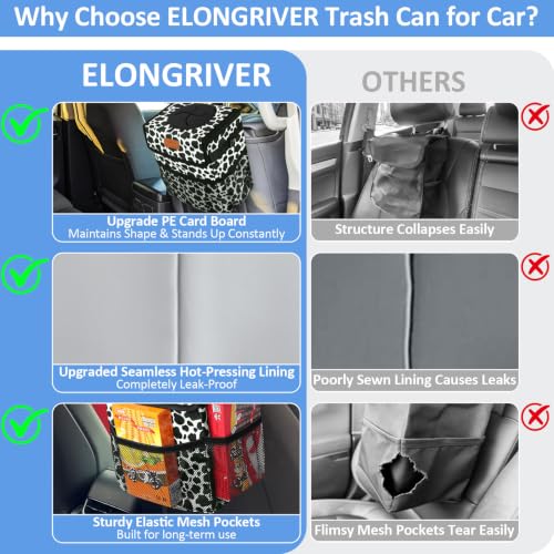 Leak Proof Car Trash Can with Lid Large Cow Print (Cow Print / 3 Gallons)