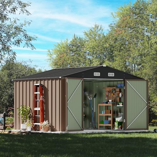 10x8 FT Outdoor Storage Shed (Brown / 10x8 FT)