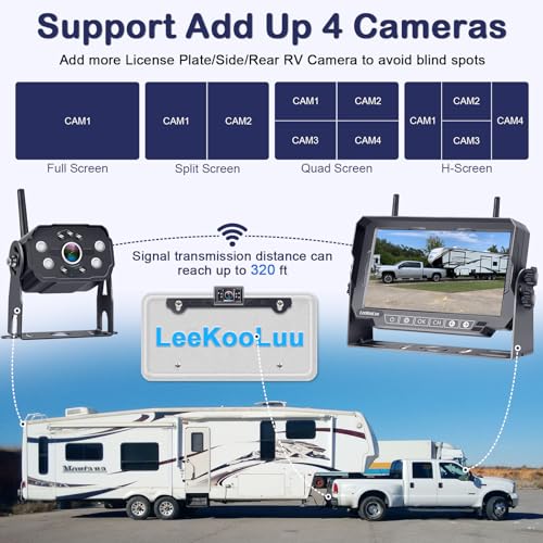 HD 1080P 7 inch RV Wireless Backup Camera (7'' + License Plate & RV Camera)