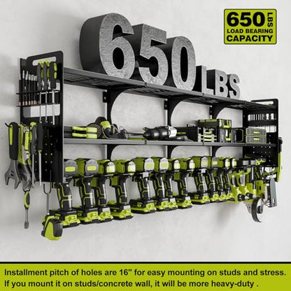 64" Garage Power Tool Wall Organizer (Black)