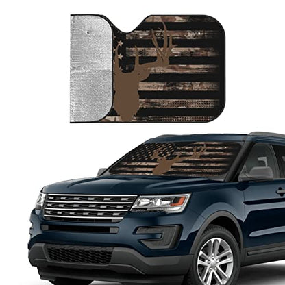 American Flag Camouflage Car Windshield Sunshade Front Window Sun Visor Protector Foldable Shield Cover for Truck SUV (White9 / Small)