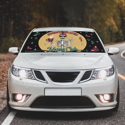 Moms Funny Skull Car Windshield Sunshade Umbrella Car Foldable Umbrella Sunshade for Front Window UV Reflector Auto Windshield Umbrella Sun Shades Cover for Most Vehicles 57'' X 30'' (57'' X 30'' / 28-3-26-REY-2)