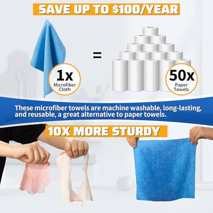 Shop Towels 150 Pack Cleaning Rags Microfiber Towels (Blue / 150 Pack)