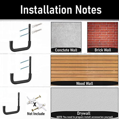 8 Pack Ladder Hooks 9.8Inch Garage Storage Utility Hook Heavy Duty Wall Mounted Storage Organizer Hanging Folding Chair Bike Ski Tool (9.8Inch, Pack of 8)