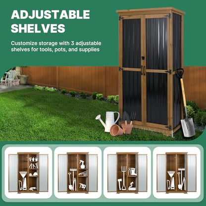 Outdoor Storage Cabinet (Black / 32" x 16" x 66")
