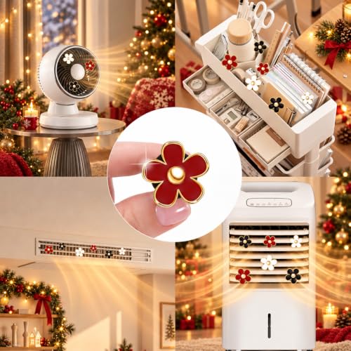 6 Pcs Daisy Vent Clips for Car (Burgundy Red White Black / 1 Count (Pack of 6))