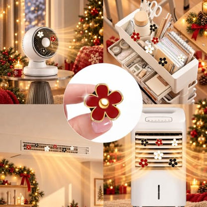 6 Pcs Daisy Vent Clips for Car (Burgundy Red White Black / 1 Count (Pack of 6))