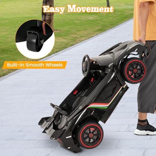 Ride on Car Lamborghini Licensed 12V Battery Powered 4WD Sports Car with Remote Control (Black)