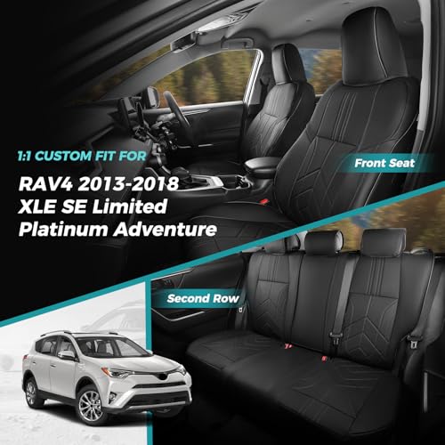 for Toyota RAV4 Seat Covers 2013 2014 2015 2016 2017 2018 RAV 4 XLE SE Limited Platinum Adventure (Black / 2013-2018 Limited/XLE/SE/Platinum/Adventure)