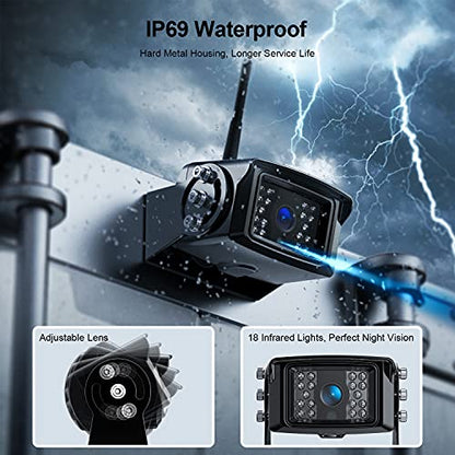 HD 1080P 9" Wireless RV Dual Backup Camera System with Recording (Black / 9 inches)