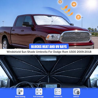 Car Windshield Sun Shade Umbrella for Dodge RAM 1500 2009 (For Dodge RAM 1500 2009-2018)