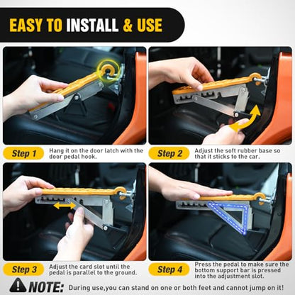 Car Door Step Universal Aluminum Latch Step for Car Roof Access Portable Folding Car Door Latch Hook Step Multi (Yellow)