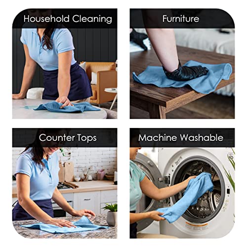 Microfiber Cleaning Cloths (Pack of 36 - 16x16 Inches / Blue)