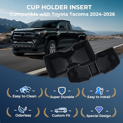 Center Console Cup Holder Inserts for Toyota Tacoma 2026 2025 2024 (Cup Holder for 2024-2026 Tacoma)