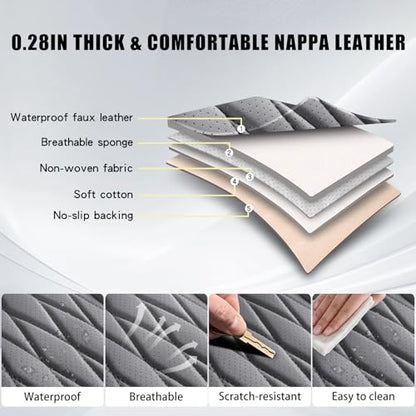 Nappa Faux Leather Car Seat Covers Full Set (Gray / Full Set)