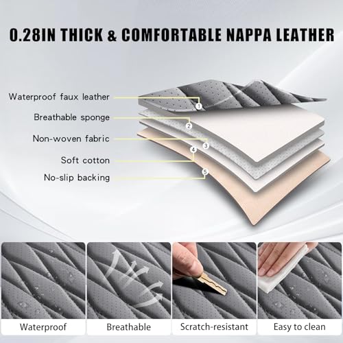 Nappa Faux Leather Car Seat Covers Full Set (Gray / Front Pair)