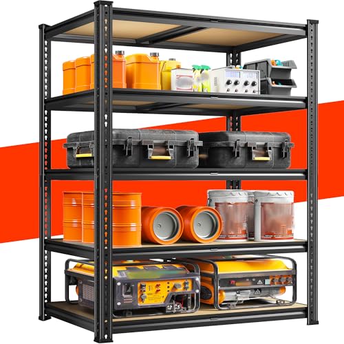 72.05" H Storage Shelves Load 2300Lbs for Garage Basement Pantry (35.45" W x 17.72" D x 72.05" H / Black)