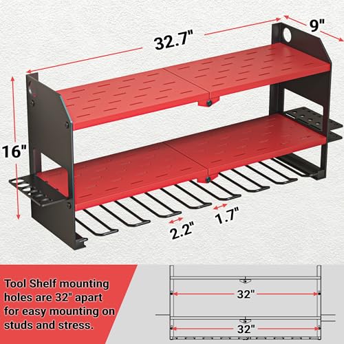 Power Tool Organizer Wall Mount (without Power Strip / Red)