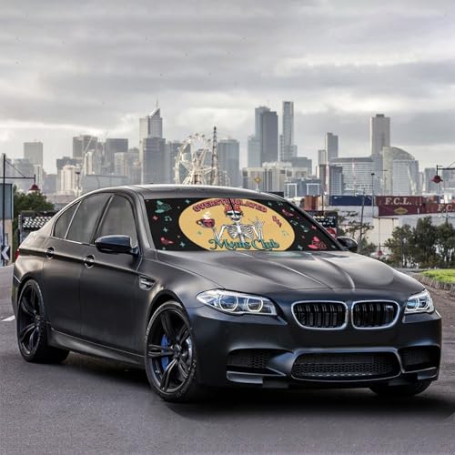 Moms Funny Skull Car Windshield Sunshade Umbrella Car Foldable Umbrella Sunshade for Front Window UV Reflector Auto Windshield Umbrella Sun Shades Cover for Most Vehicles 57'' X 30'' (57'' X 30'' / 28-3-26-REY-2)