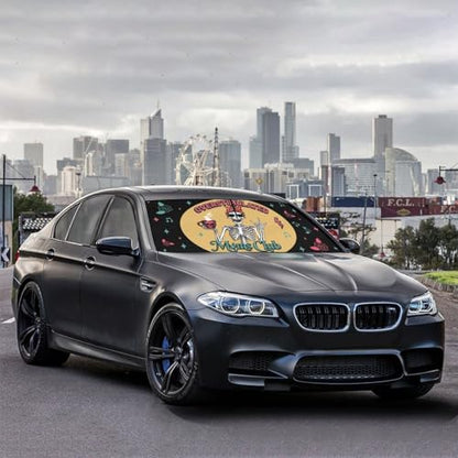 Moms Funny Skull Car Windshield Sunshade Umbrella Car Foldable Umbrella Sunshade for Front Window UV Reflector Auto Windshield Umbrella Sun Shades Cover for Most Vehicles 57'' X 30'' (57'' X 30'' / 28-3-26-REY-2)