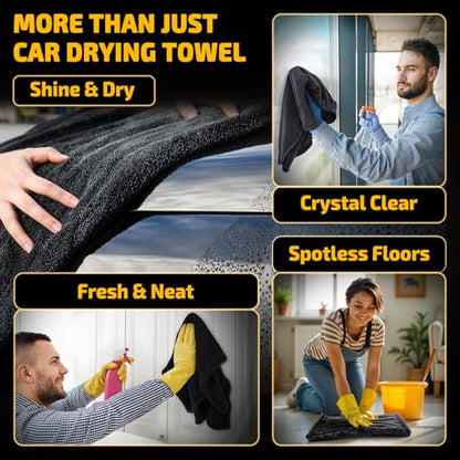2 Pack 1200 GSM Car Drying Towels (Gray)