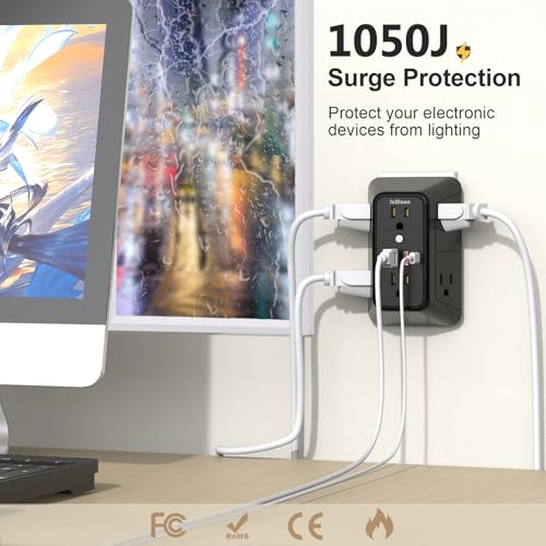 Outlet Extender Surge Protector (Black)