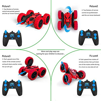 RC Stunt Car for Kids Ages 6 (Red / Standard (Headlights))