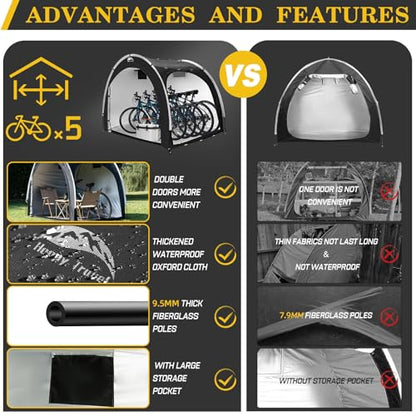 Bike Storage Shed Tent (7x5x5.6ft for 4-5 Bikes)