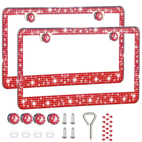 2 Pack License Plate Frames for Women (Red(2PCS))