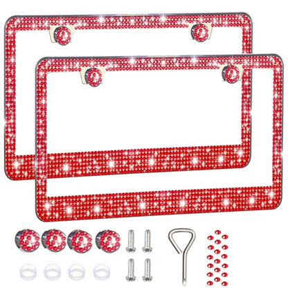 2 Pack License Plate Frames for Women (Red(2PCS))