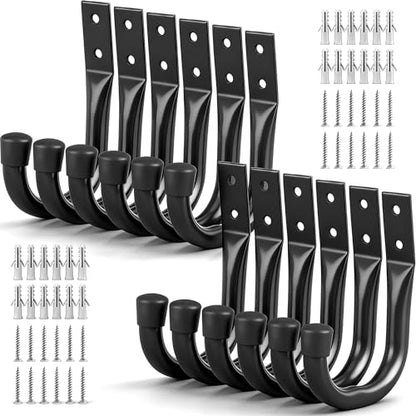Heavy Duty Garage Storage Hooks (12-Piece Black)