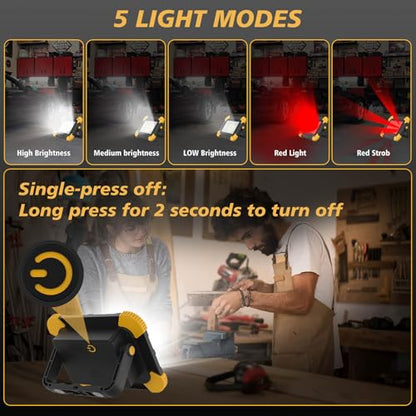 Rechargeable Magnetic LED Work Light (Black + Yellow)