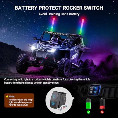 2PCS 1FT Fat Whip Lights for UTV ATV (1FT-2PCS)
