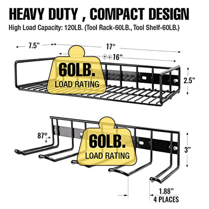 Wall Mounted Power Tool Organizer Holder (Drill Rack & Tool Shelf)