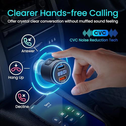 Upgraded V5.3 FM Bluetooth Transmitter (Black)