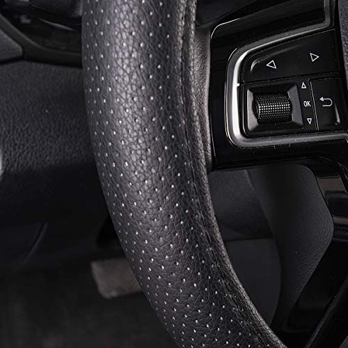 Classical Leather Automotive Universal Steering Wheel Covers (Pure Black)