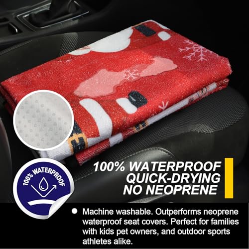 Back Seat Cover for Car Trucks Van SUV Jeep (Rear Bench Seat Towel / Santa Claus)