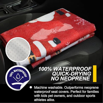 Back Seat Cover for Car Trucks Van SUV Jeep (Rear Bench Seat Towel / Santa Claus)