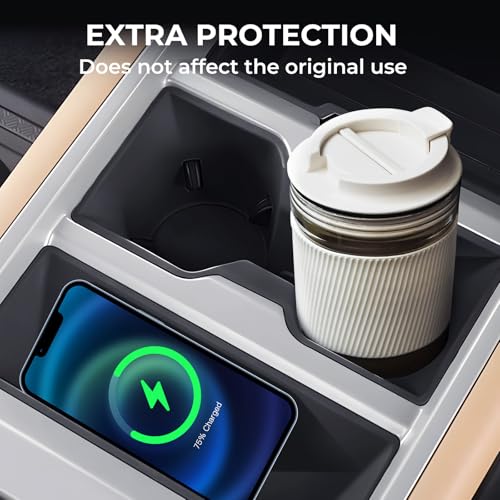 Cup Holder Insert & Wireless Charging Protective Mat for Land Rover Defender 90 (Cup Holder for 2025-2026 Defender 90/110/130)