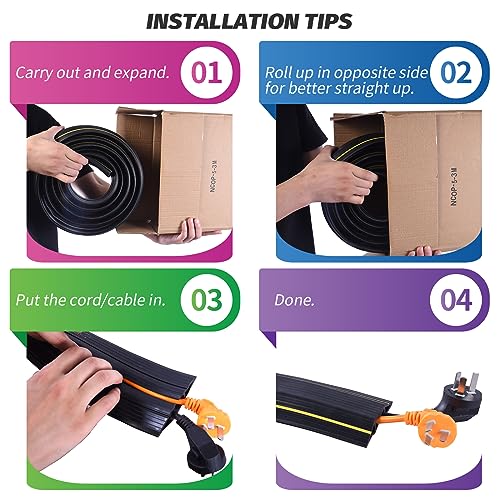 6.5FT Floor Cord Cover for Wires (3 Channel 6.5 ft)