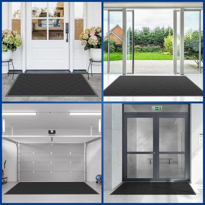 Durable Indoor Outdoor Door Mat (3' x 4' (Rectangular) / Black-diamond)