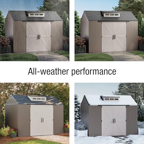 Extra Large Resin Outdoor Storage Shed With Floor (7'x10' / Brown)
